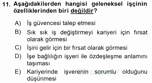 Yeni Teknolojiler ve Çalışma Hayatı 2017 - 2018 3 Ders Sınavı 11.Soru