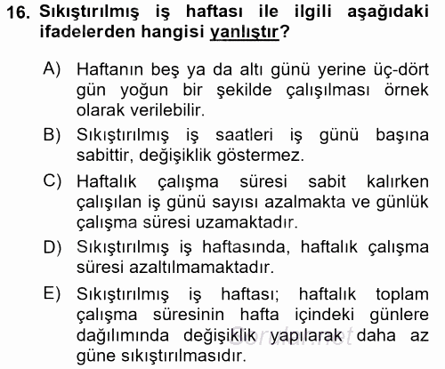 Yeni Teknolojiler ve Çalışma Hayatı 2017 - 2018 3 Ders Sınavı 16.Soru