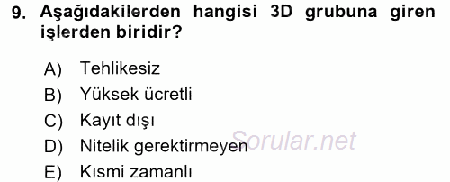 Yeni Teknolojiler ve Çalışma Hayatı 2017 - 2018 3 Ders Sınavı 9.Soru