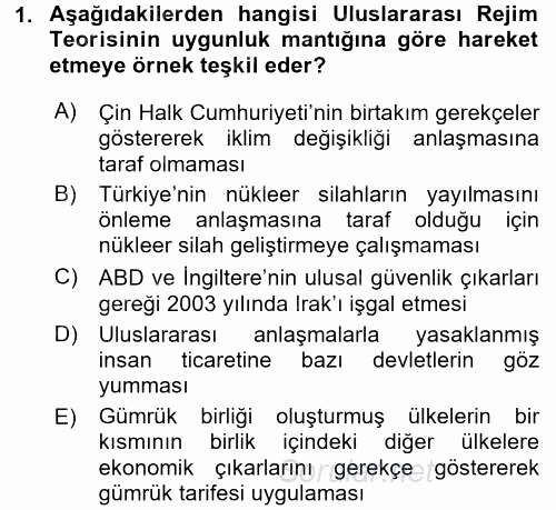 Uluslararası İlişkiler Kuramları 2 2015 - 2016 Ara Sınavı 1.Soru