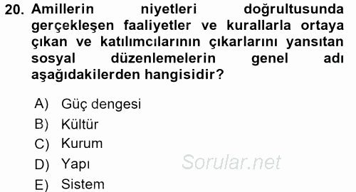 Uluslararası İlişkiler Kuramları 2 2015 - 2016 Ara Sınavı 20.Soru