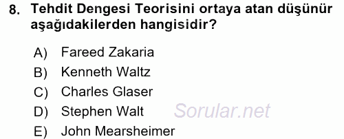 Uluslararası İlişkiler Kuramları 2 2015 - 2016 Ara Sınavı 8.Soru