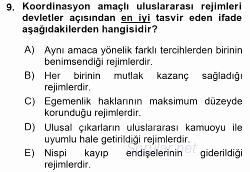 Uluslararası İlişkiler Kuramları 2 2015 - 2016 Ara Sınavı 9.Soru