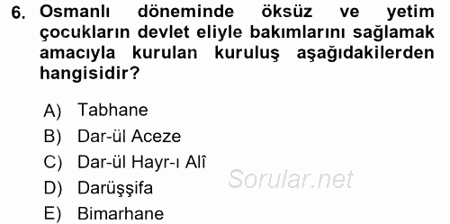 Sosyal Hizmet Kuruluşları 2015 - 2016 Ara Sınavı 6.Soru