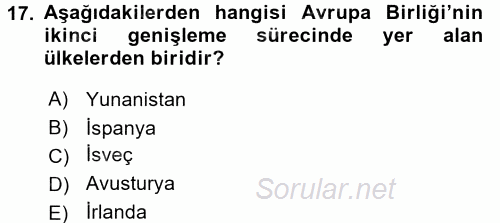 Doğal Kaynaklar ve Çevre Ekonomisi 2017 - 2018 Dönem Sonu Sınavı 17.Soru