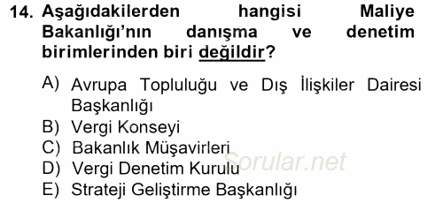 Dış Ticaretle İlgili Kurumlar ve Kuruluşlar 2013 - 2014 Ara Sınavı 14.Soru