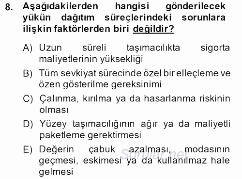 Ulaştırma Sistemleri 2013 - 2014 Dönem Sonu Sınavı 8.Soru