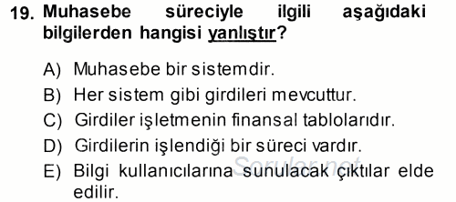 Genel Muhasebe 1 2013 - 2014 Ara Sınavı 19.Soru