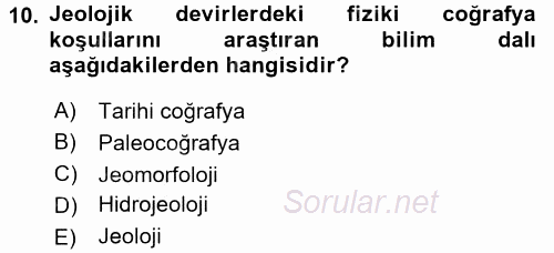 Tarihi Coğrafya 2016 - 2017 Ara Sınavı 10.Soru