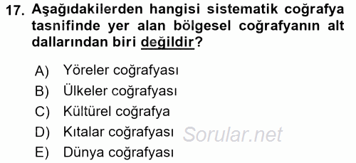 Tarihi Coğrafya 2016 - 2017 Ara Sınavı 17.Soru