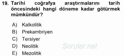 Tarihi Coğrafya 2016 - 2017 Ara Sınavı 19.Soru