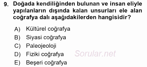 Tarihi Coğrafya 2016 - 2017 Ara Sınavı 9.Soru