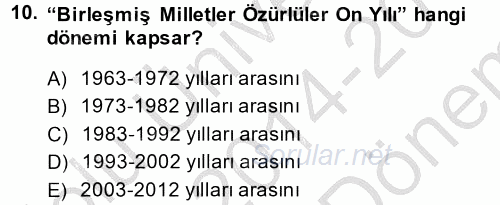 Sosyal Sorunlar 2014 - 2015 Dönem Sonu Sınavı 10.Soru