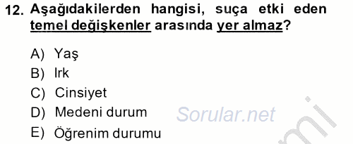 Sosyal Sorunlar 2014 - 2015 Dönem Sonu Sınavı 12.Soru