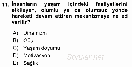 Psiko-Sosyal Rehabilitasyon 2016 - 2017 Dönem Sonu Sınavı 11.Soru