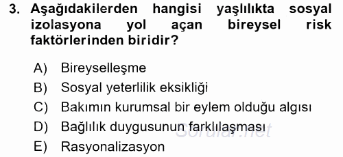 Psiko-Sosyal Rehabilitasyon 2016 - 2017 Dönem Sonu Sınavı 3.Soru