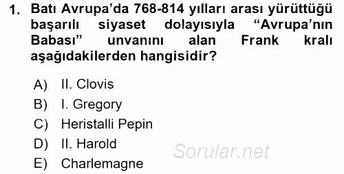 Siyasi Tarih 1 2016 - 2017 Dönem Sonu Sınavı 1.Soru