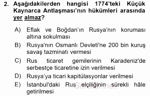 Siyasi Tarih 1 2016 - 2017 Dönem Sonu Sınavı 2.Soru