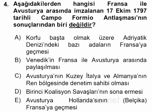 Siyasi Tarih 1 2016 - 2017 Dönem Sonu Sınavı 4.Soru