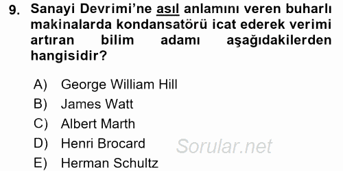 Siyasi Tarih 1 2016 - 2017 Dönem Sonu Sınavı 9.Soru