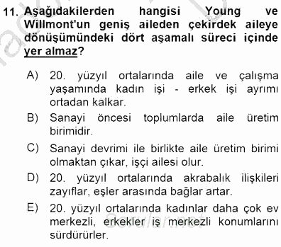 Sosyoloji 1 2015 - 2016 Dönem Sonu Sınavı 11.Soru