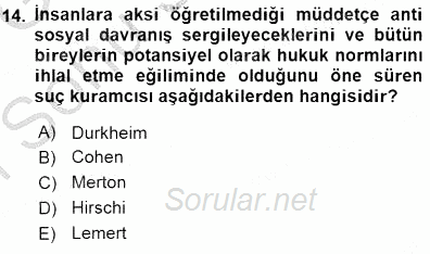 Sosyoloji 1 2015 - 2016 Dönem Sonu Sınavı 14.Soru