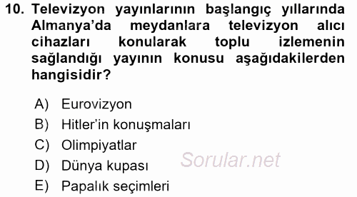 Film ve Video Kültürü 2016 - 2017 3 Ders Sınavı 10.Soru