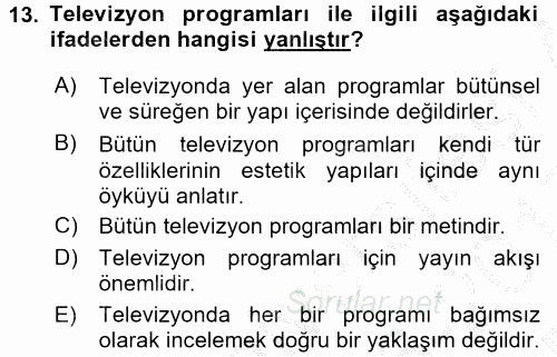 Film ve Video Kültürü 2016 - 2017 3 Ders Sınavı 13.Soru