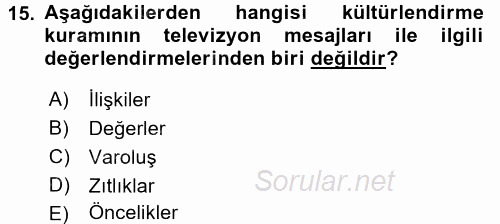 Film ve Video Kültürü 2016 - 2017 3 Ders Sınavı 15.Soru
