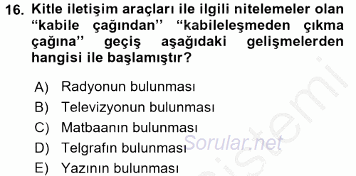 Film ve Video Kültürü 2016 - 2017 3 Ders Sınavı 16.Soru
