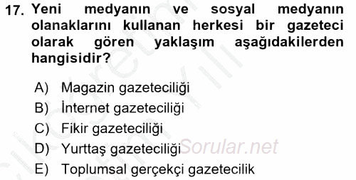 Film ve Video Kültürü 2016 - 2017 3 Ders Sınavı 17.Soru