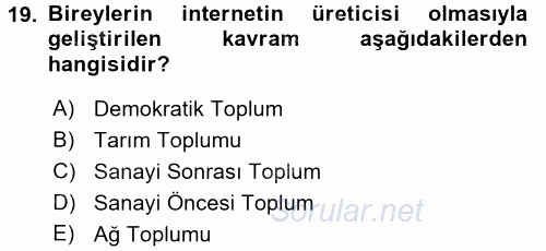Film ve Video Kültürü 2016 - 2017 3 Ders Sınavı 19.Soru