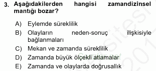 Film ve Video Kültürü 2016 - 2017 3 Ders Sınavı 3.Soru