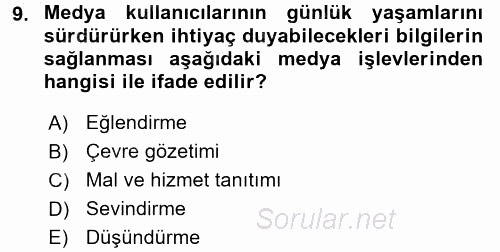 Film ve Video Kültürü 2016 - 2017 3 Ders Sınavı 9.Soru