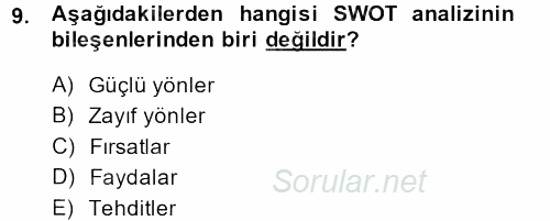 Marka ve Yönetimi 2013 - 2014 Ara Sınavı 9.Soru