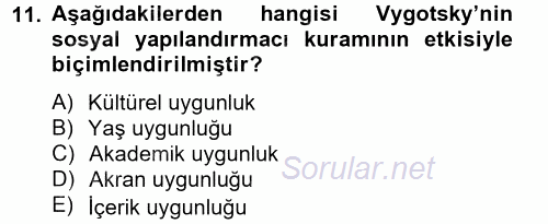 Özel Öğretim Yöntemleri 2 2012 - 2013 Dönem Sonu Sınavı 11.Soru