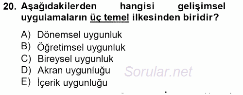Özel Öğretim Yöntemleri 2 2012 - 2013 Dönem Sonu Sınavı 20.Soru
