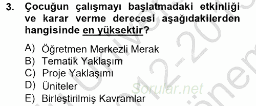 Özel Öğretim Yöntemleri 2 2012 - 2013 Dönem Sonu Sınavı 3.Soru