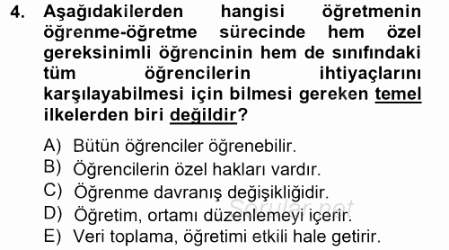 Özel Öğretim Yöntemleri 2 2012 - 2013 Dönem Sonu Sınavı 4.Soru