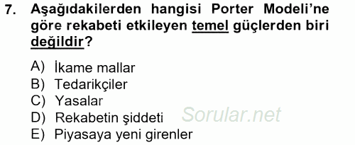 Sağlık Hizmetleri Pazarlaması 2014 - 2015 Tek Ders Sınavı 7.Soru