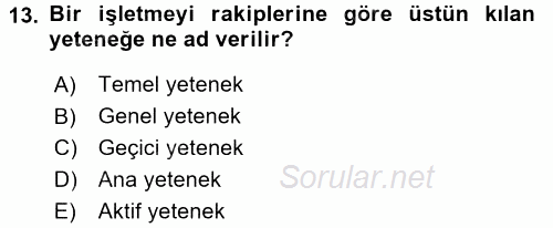 Yönetimde Güncel Yaklaşımlar 2016 - 2017 Ara Sınavı 13.Soru