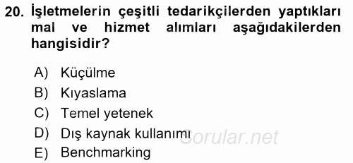 Yönetimde Güncel Yaklaşımlar 2016 - 2017 Ara Sınavı 20.Soru