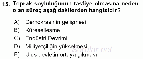 Antropoloji 2017 - 2018 3 Ders Sınavı 15.Soru