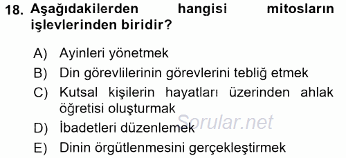 Antropoloji 2017 - 2018 3 Ders Sınavı 18.Soru