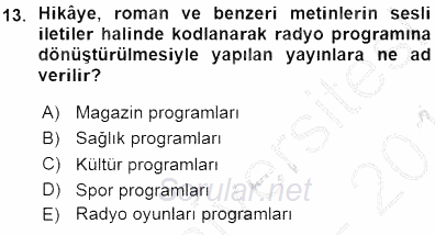 Toplum ve İletişim 2015 - 2016 Ara Sınavı 13.Soru