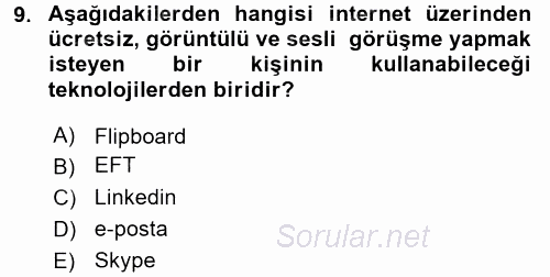 Büro Teknolojileri 2017 - 2018 Ara Sınavı 9.Soru