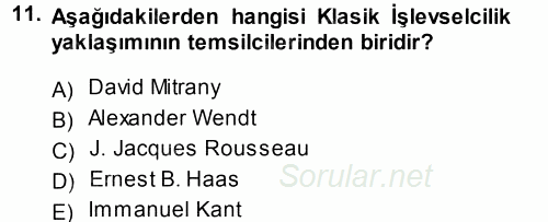 Avrupa Birliği 2014 - 2015 Tek Ders Sınavı 11.Soru