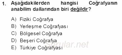Turizm Coğrafyası 2013 - 2014 Ara Sınavı 1.Soru