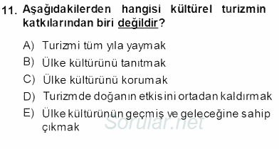 Turizm Coğrafyası 2013 - 2014 Ara Sınavı 11.Soru