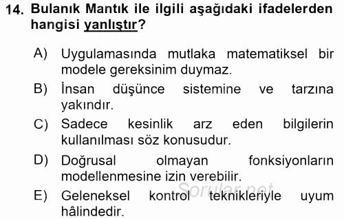 Coğrafi Bilgi Sistemleri İçin Temel Matematik 2016 - 2017 Dönem Sonu Sınavı 14.Soru
